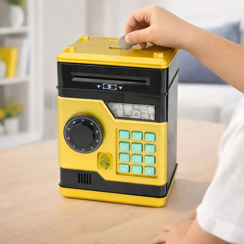 Bankomat Sejf Elektroniczny Skarbonka Światła Dźwięki Kod PIN - Złoty
