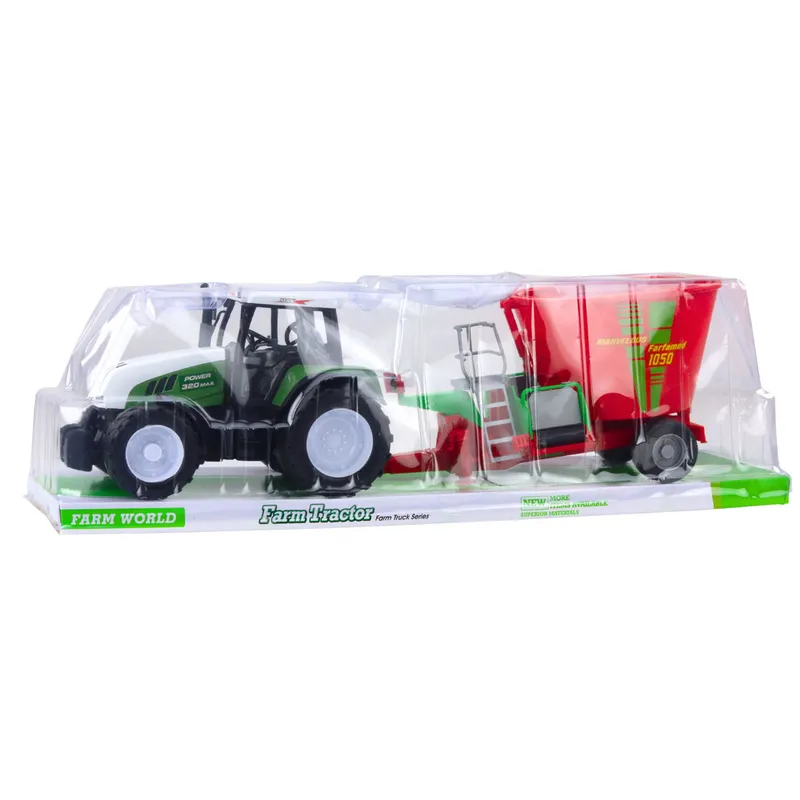 Traktor Rolniczy Farmerski Z Przyczepą Mieszalnik Paszy 50cm - Zielony