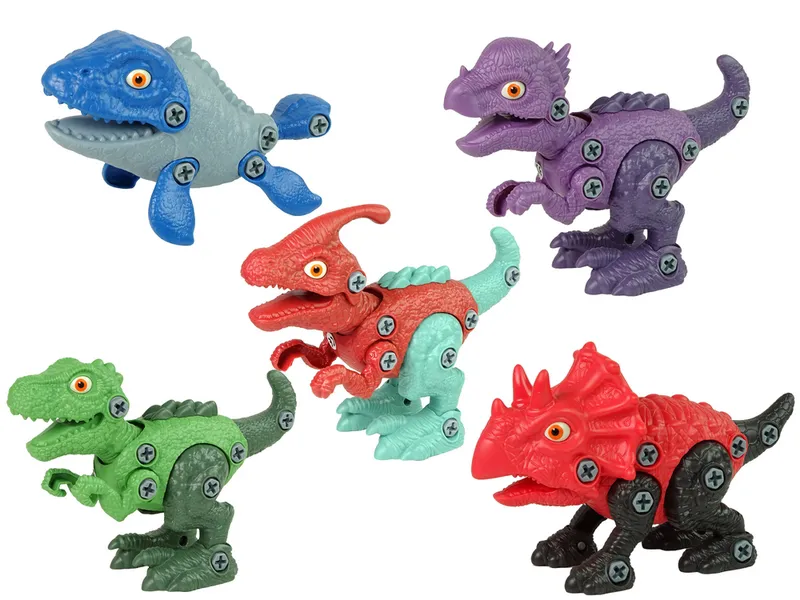 Zestaw Dinozaurów Do Rozkręcania 5 Sztuk Akcesoria Wiertarka Na Baterie