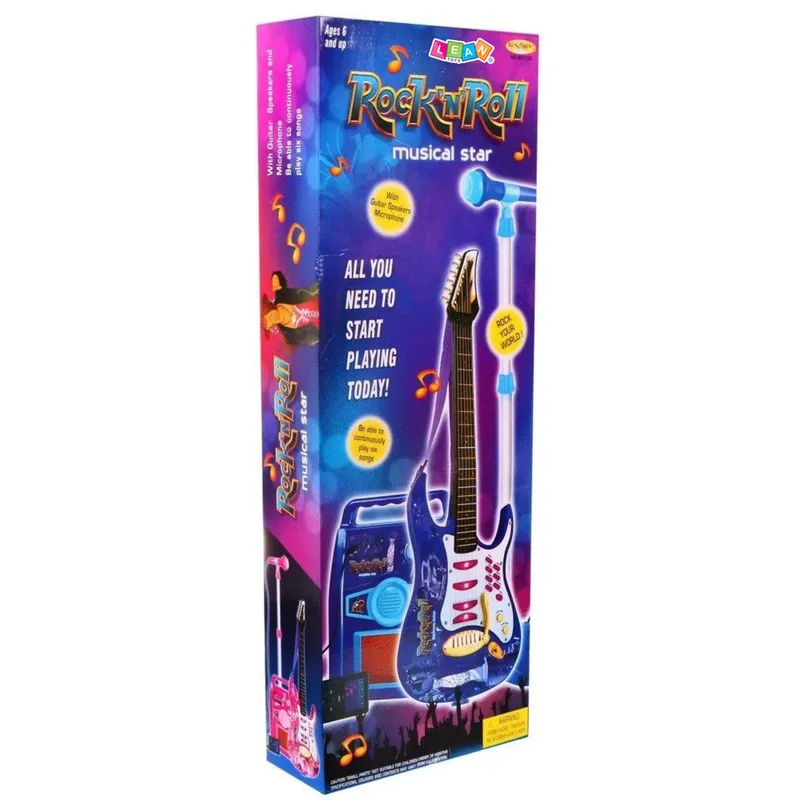 Gitara Z Mikrofonem Strunami Wzmacniaczem - Różowa