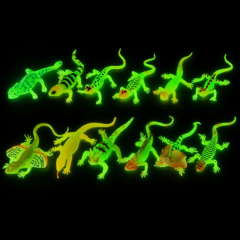 Gumowa Figurka Jaszczurka Fluorescencyjna Świecąca W Ciemności 15cm - Zielona
