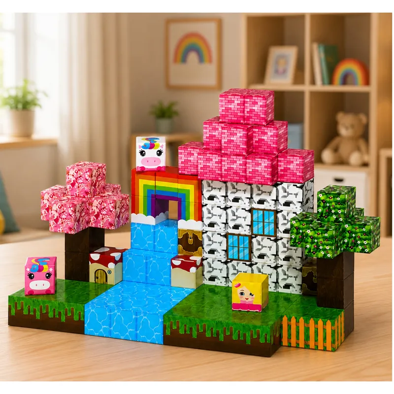 Zestaw Klocki Magnetyczne Kostki Sześciany Piksel Magiczna Kraina 3D 100el