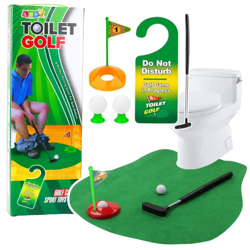 Zestaw Gra Zręcznościowa Golf Toaletowy Mata Kij Piłki Zawieszka Na Drzwi