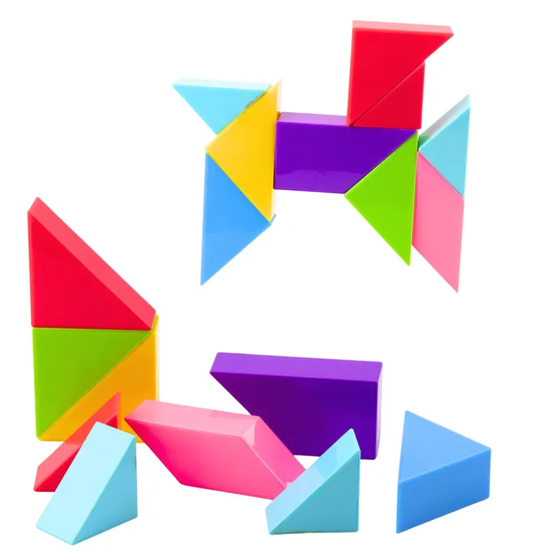 Klocki Magnetyczne Tangram Kolorowa Układanka Naklejki 9 el