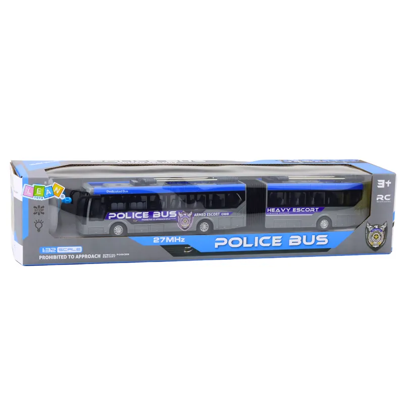 Autobus Policyjny Przegubowy Zdalnie Sterowany RC Światła 1:32 - Szary