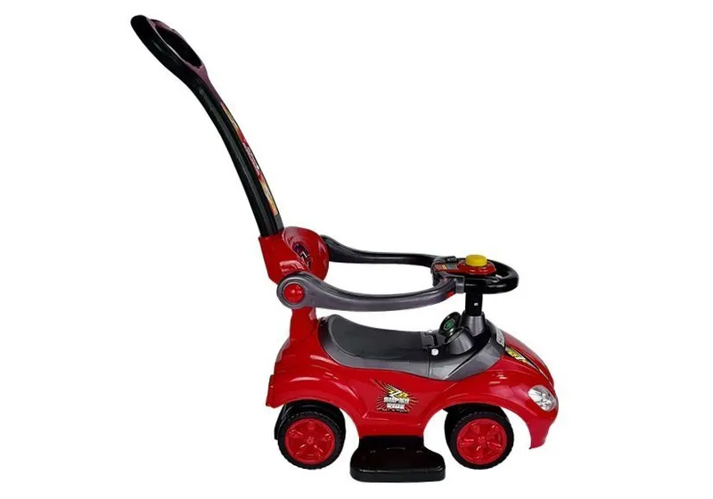 Jeździk Z Pchaczem Dla Dzieci Mega Car 3w1 Piszczek Schowek - Czerwony