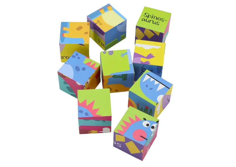 Edukacyjne Puzzle 6w1 Klocki Układanka Kostki 6 Obrazków Dinozaury 9 el