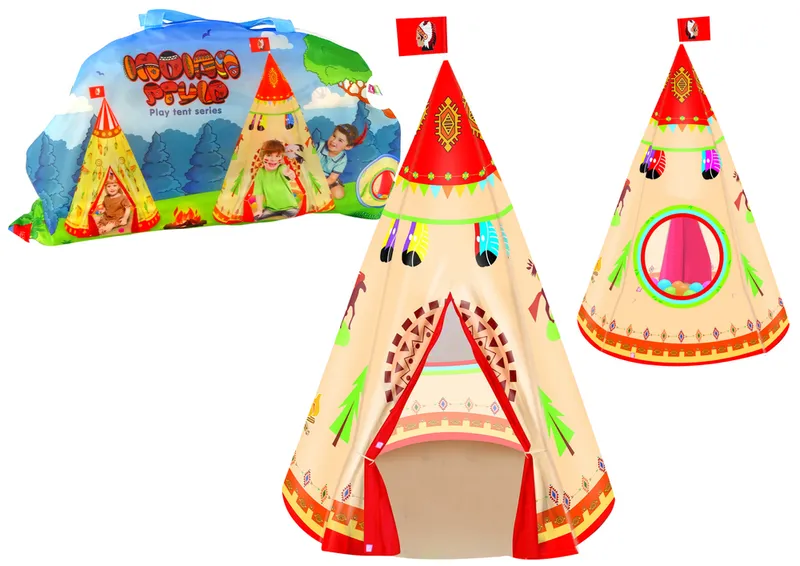 Namiot Tipi Dla Dzieci Styl Indiański Ogród 160 cm X 105 cm - Kremowy