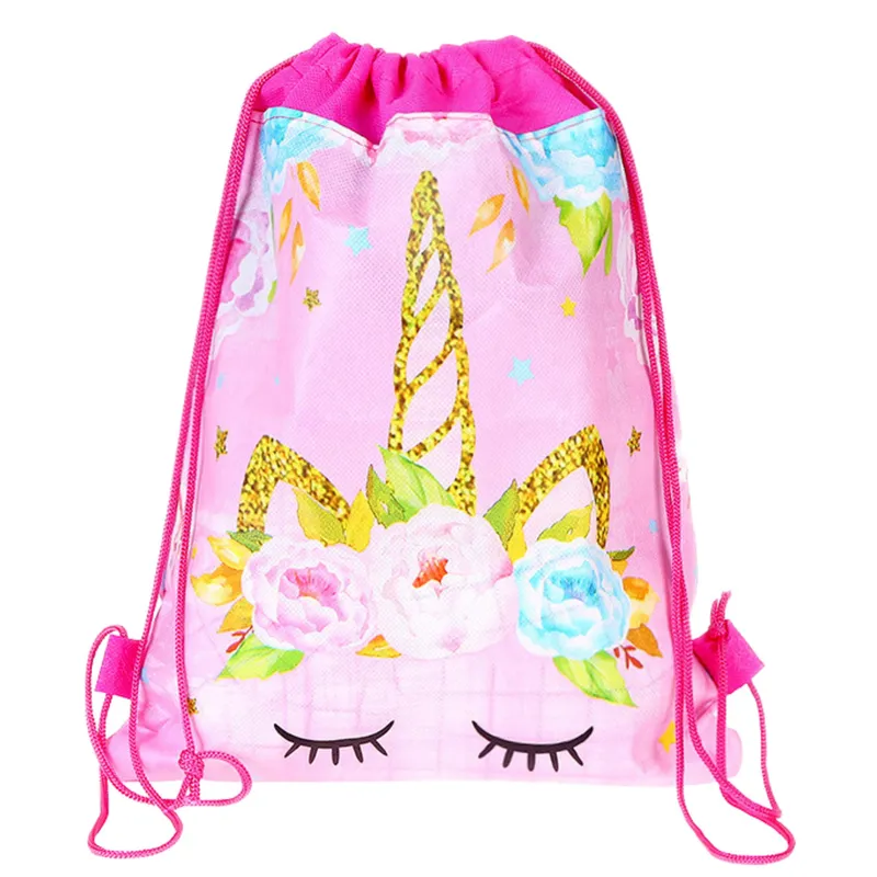Worek Szkolny Na Buty Strój Gimnastyczny Jednorożec Kwiaty 35x27cm - Różowy
