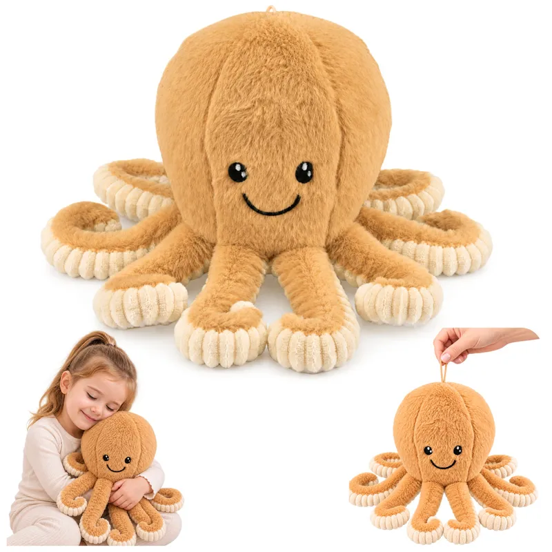 Pluszowa Ośmiornica Maskotka Przytulanka Sprężyste Macki 50 cm - Beżowa