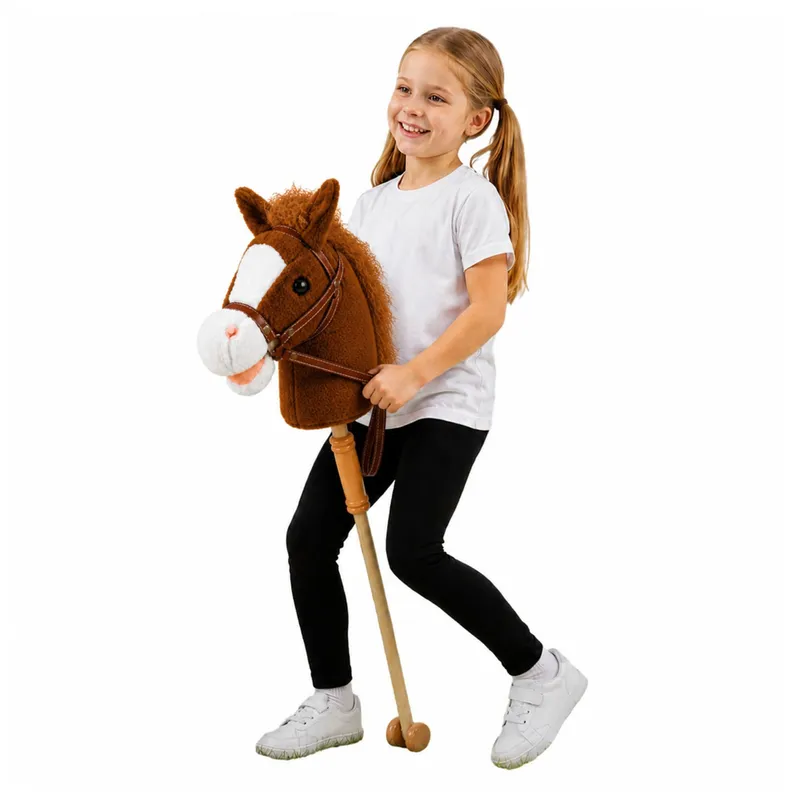 Hobby Horse Koń Na Kiju Głowa Konia Dźwięki Galopu Rżenia 100 cm - Brązowy