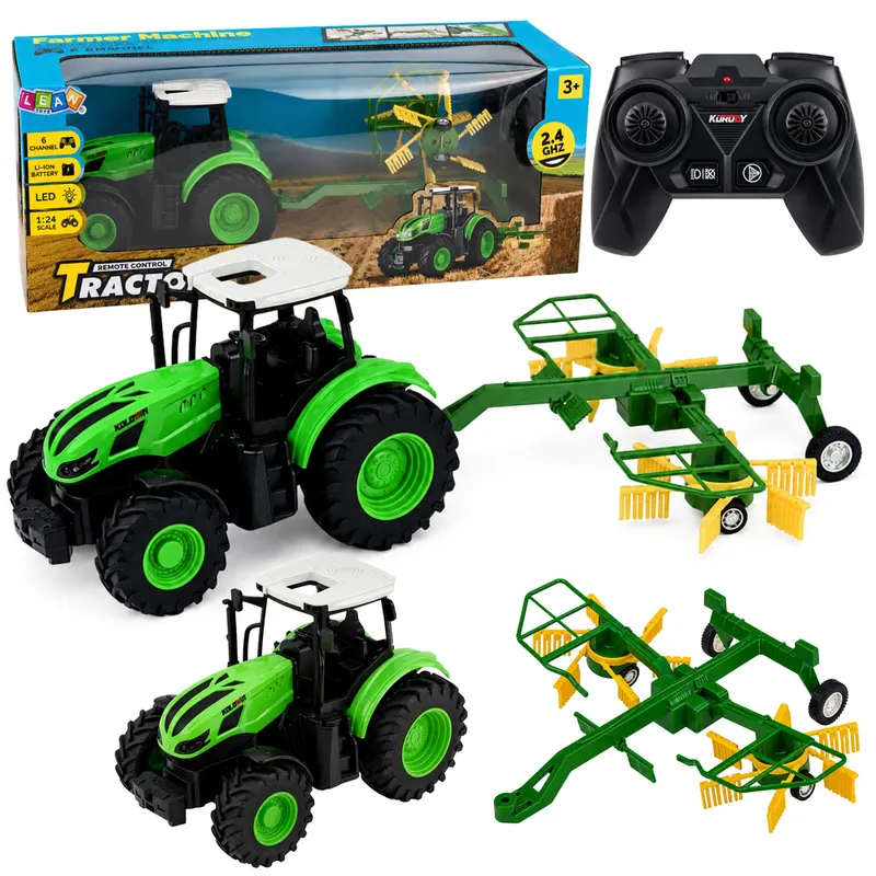 Traktor Rolniczy Ze Zgrabiarką Zdalnie Sterowany RC Światła 1:24