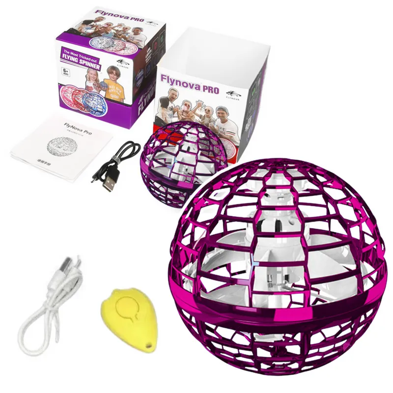 Latająca Wirująca Kula Flynova Sterowana Ręką LED 10 cm - Różowa