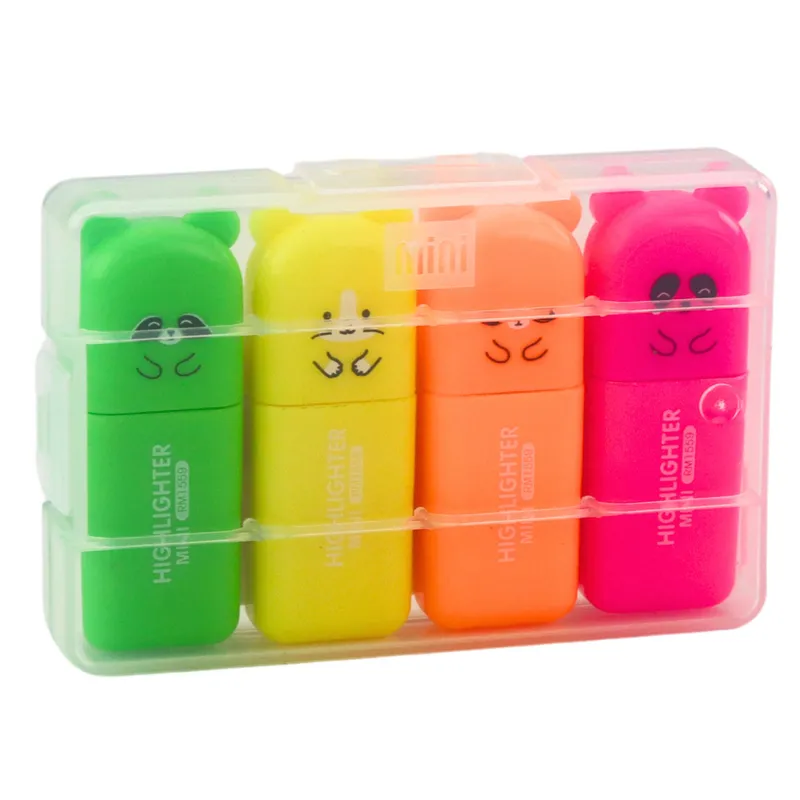 Zestaw Mini Zakreślacze Misie Kolorowe Plastikowe Etui 5szt