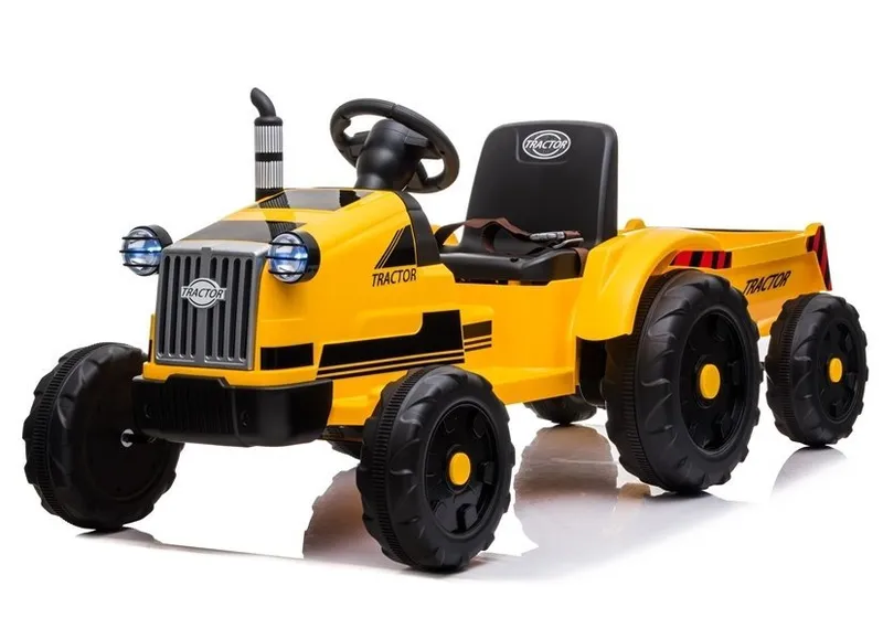 Traktor Na Akumulator Z Przyczepą CH9959 Światła LED Pilot Radio - Żółty