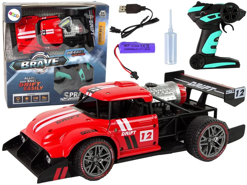 Auto Zdalnie Sterowane Sportowe R/C 1:16 Para Wodna - Czerwone