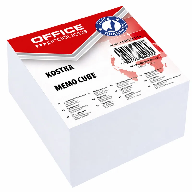 Kostka OFFICE PRODUCTS Klejona 85x85x40mm - Biała