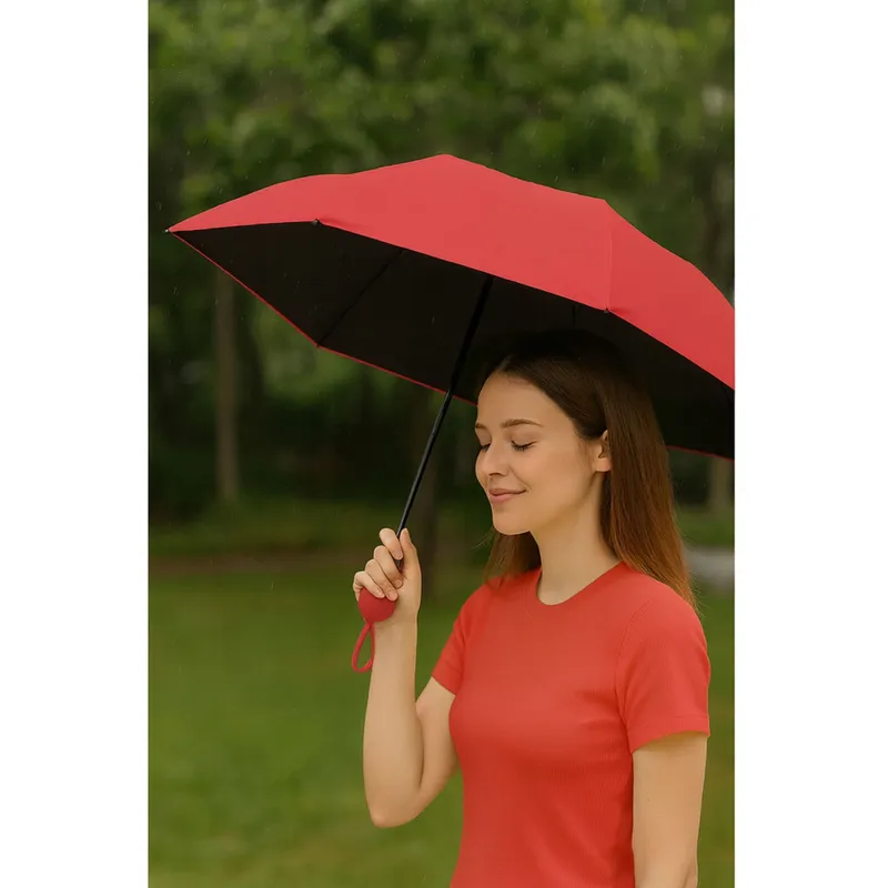 Parasolka Kieszonkowa Składana Z Ochroną UV UPF 50+ Etui 90 cm - Czerwona