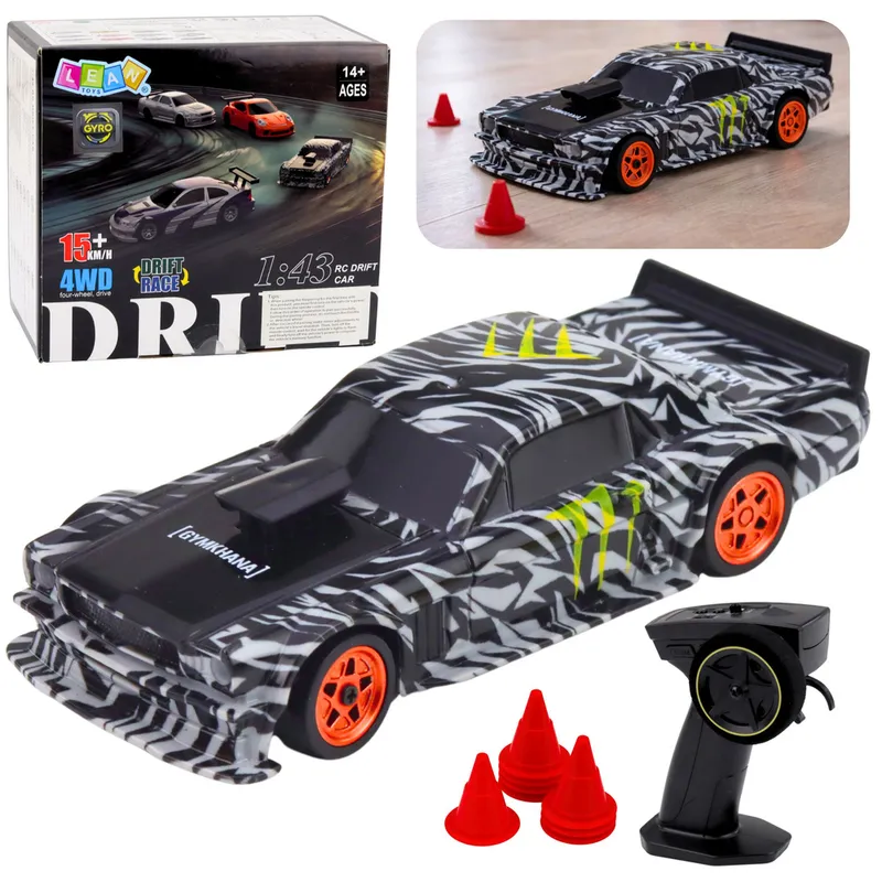 Auto Sportowe Do Driftu Zdalnie Sterowane RC Pachołki 15 km/h 1:43 - Czarne