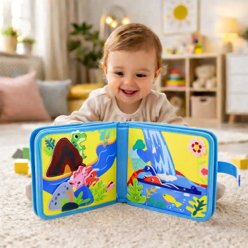 Książeczka Edukacyjna Sensoryczna Filcowa 3D Dinozaury