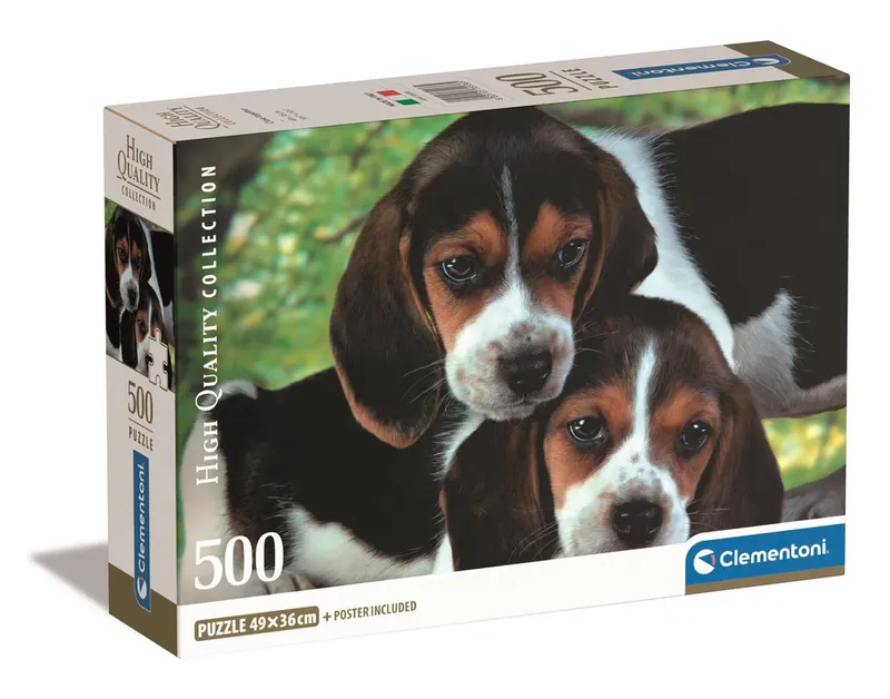 Puzzle 500 HQC SZCZENIACZKI BEAGLE PIESKI Plakat CLEMENTONI 35536