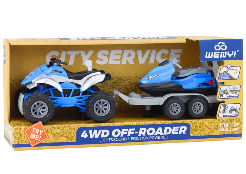 Quad Z Przyczepą Do Przewozu Łodzi Oraz Skuterem Wodnym