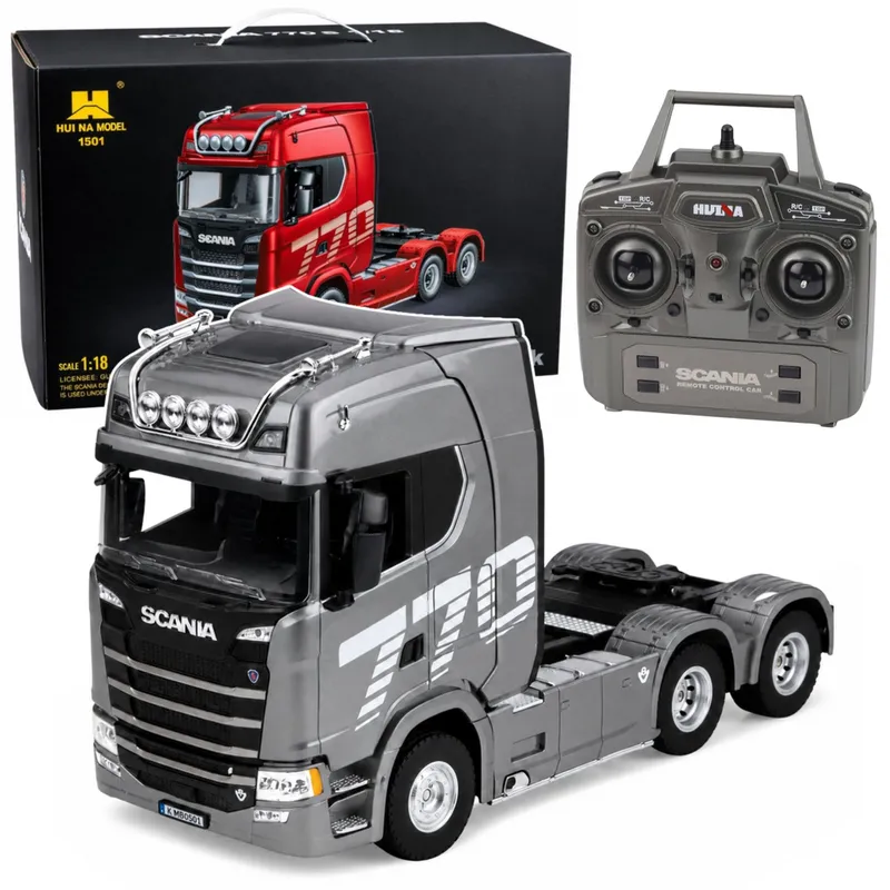 Ciągnik Siodłowy Scania Zdalnie Sterowany RC Huina 1501 Szary Srebrny 1:18