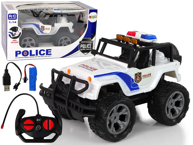 Auto R/C Policja JEEP Policyjny 1:14 Zdalnie Sterowane Efekty Świetlne