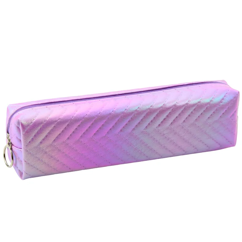 Piórnik Szkolny Organizer Holograficzny Jodełka 21x6cm - Fioletowy