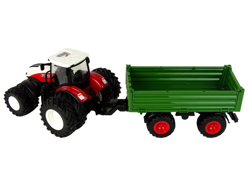 Traktor Zdalnie Sterowany Z Przyczepą 1:24 Czerwony Zielony