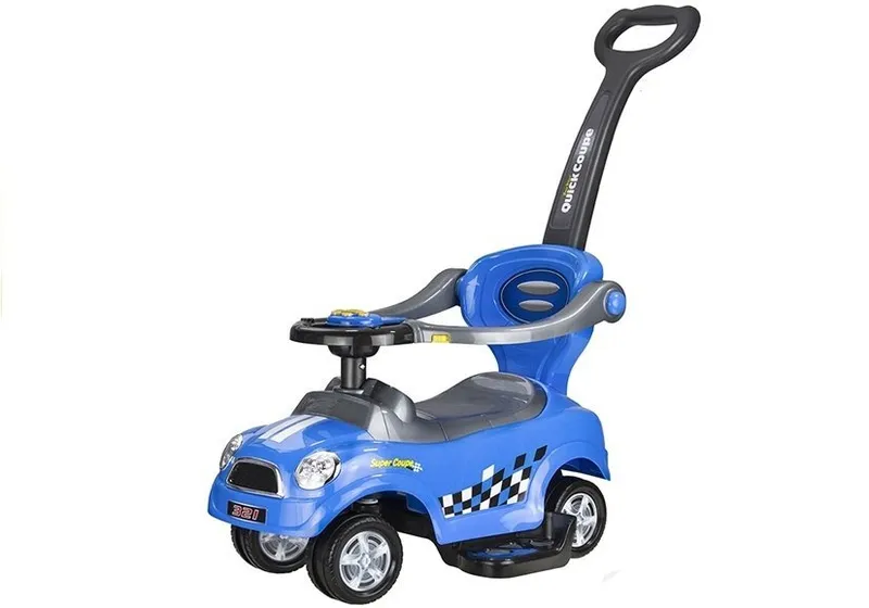Jeździk Z Prowadnicą Pchacz Auto Dla Dziecka Dźwięki - Niebieski