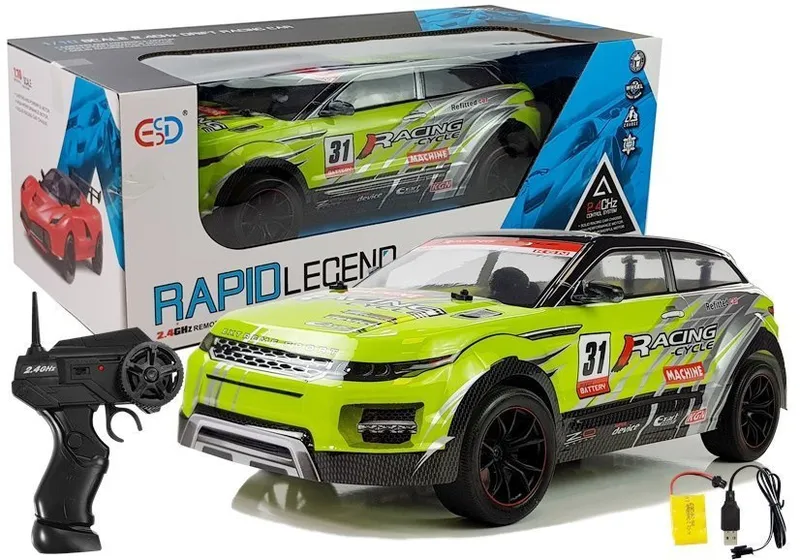 Zdalnie Sterowane Autko Rajdowe 1:10 R/C - Zielone