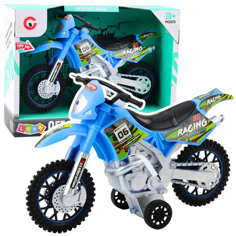 Motor Crossowy Off-Road Napęd Światła Dźwięki - Niebieski
