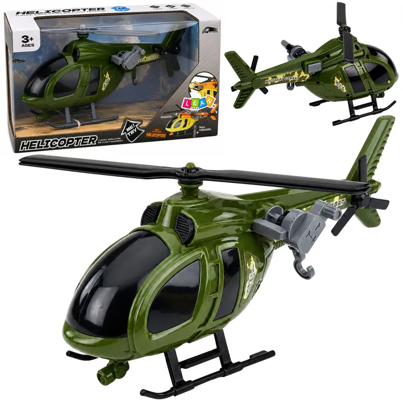 Helikopter Wojskowy Militarny Z Hakiem Światła Dźwięki - Zielony