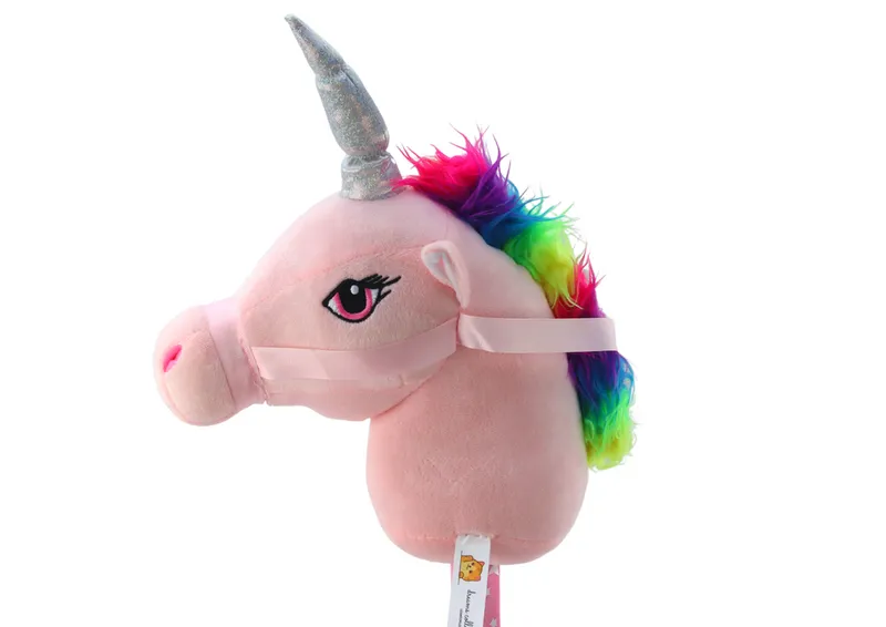 Pluszowa Głowa Jednorożca Na Kiju Hobby Horse Jednorożec Dźwięki - Różowy