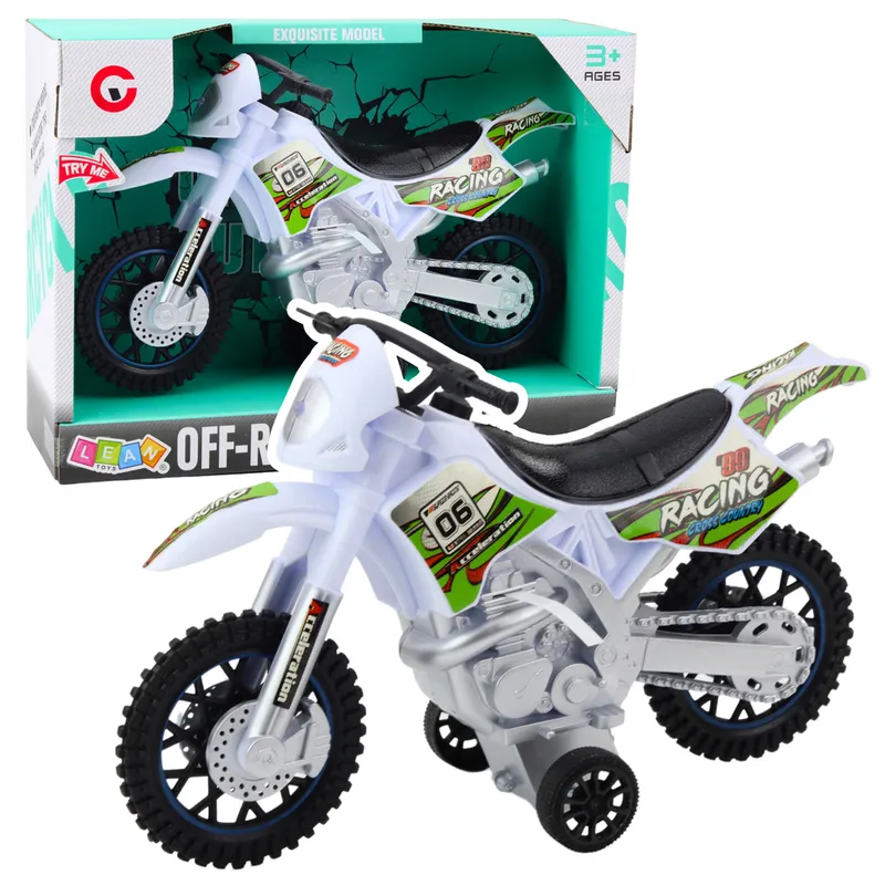 Motor Crossowy Off-Road Napęd Światła Dźwięki - Biały