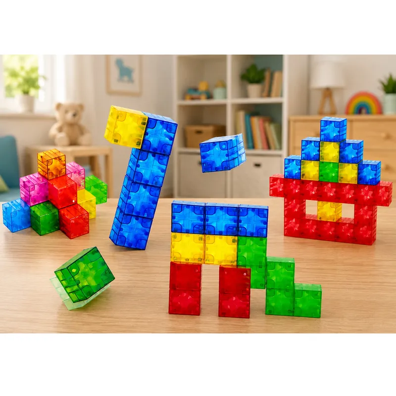 Klocki Magnetyczne Konstrukcyjne Sześciany Kostki Kolorowe 3D 160 el