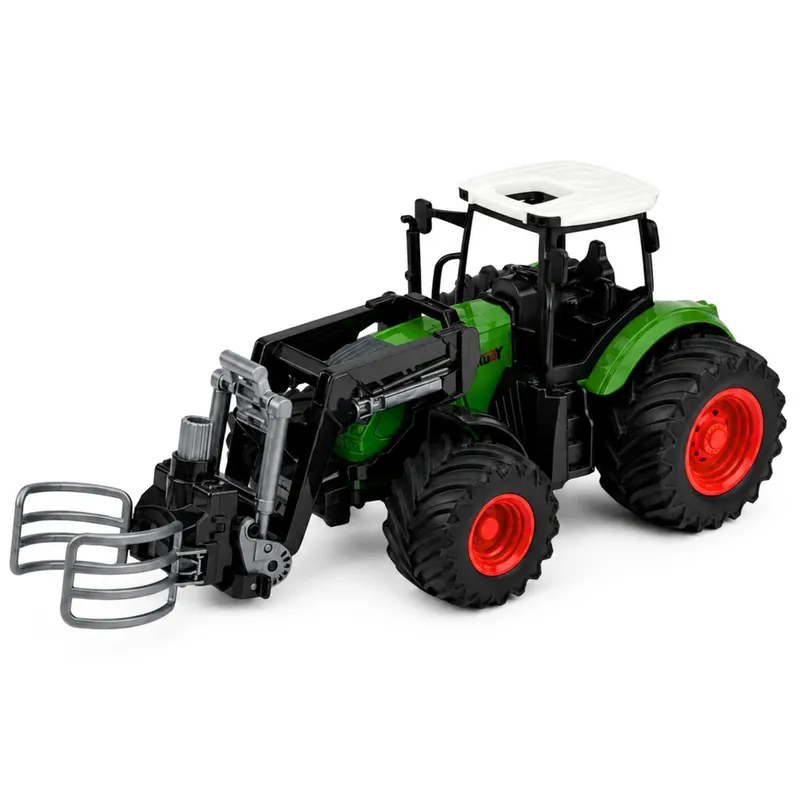 Traktor Rolniczy Farmerski Z Chwytakiem Do Bel Gumowe Koła 1:24 - Zielony