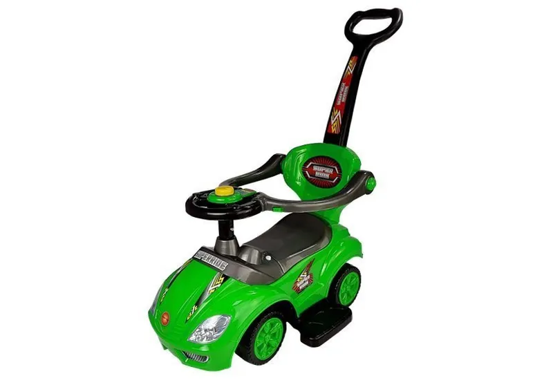 Jeździk Z Pchaczem Dla Dzieci Mega Car 3w1 Piszczek Schowek - Zielony