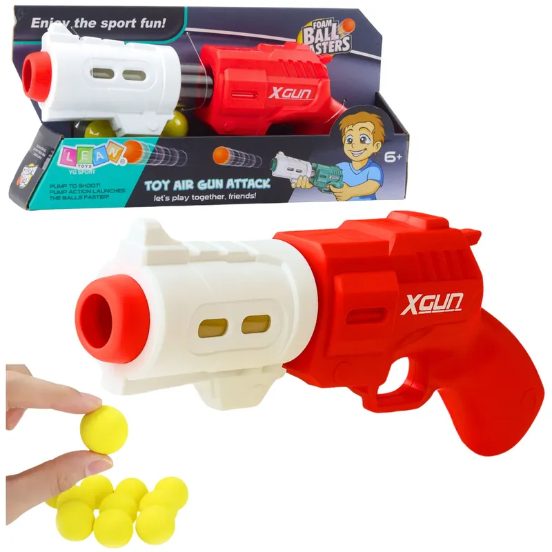 Pistolet Broń Na Miękkie Kulki Piankowe XGUN 6 szt - Czerwony