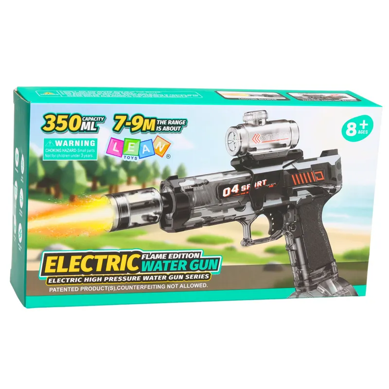 Elektryczny Karabin Pistolet Na Wodę Automatyczny Zasięg 7-9M 350 ml - Czarny