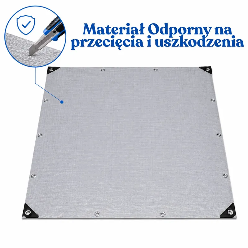 Plandeka Wodoodporna Folia Zbrojona Ochronna Przeciwdeszczowa 2x4 m - Szara