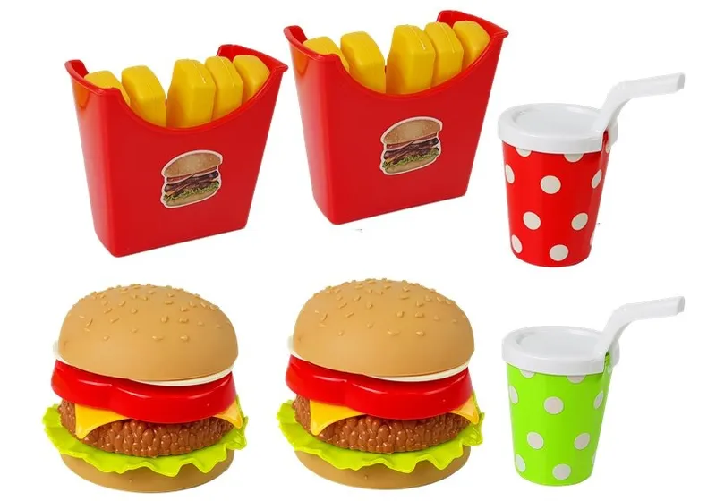 Zestaw Fast Food Hamburgery Frytki Napoje Tacka Dla Dzieci