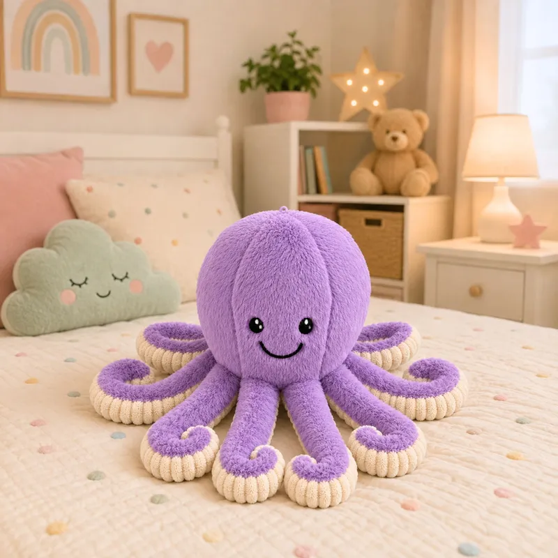 Pluszowa Ośmiornica Maskotka Przytulanka Sprężyste Macki 30 cm - Fioletowa
