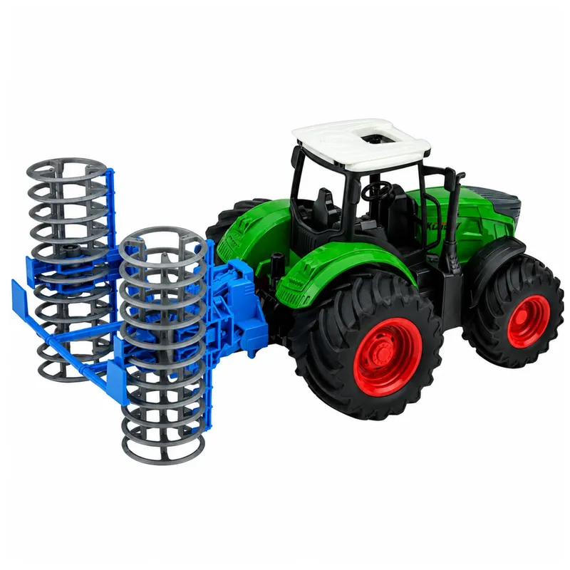 Traktor Rolniczy Farmerski Gospodarski Z Wałem Uprawowym 1:24 - Zielony