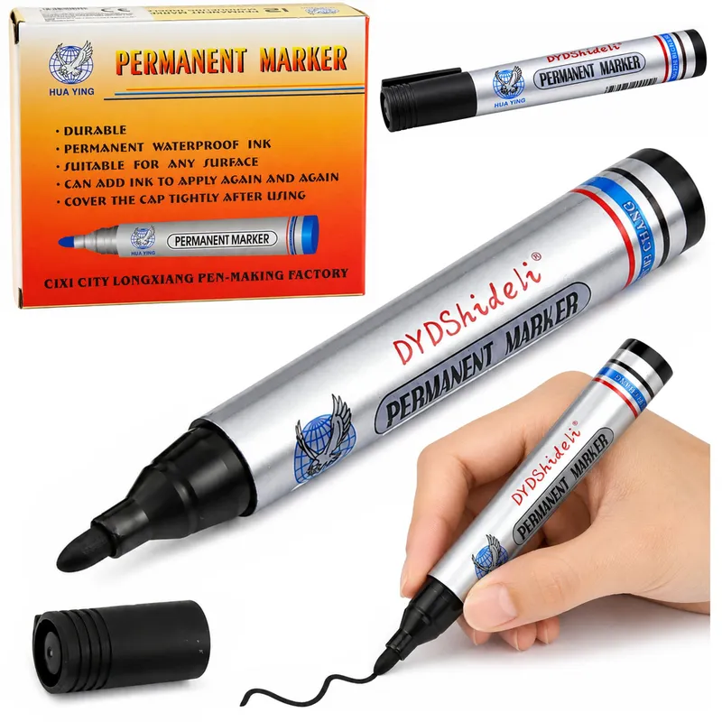 Marker Pisak Wodoodporny Permanentny Ścięta Końcówka - Czarny