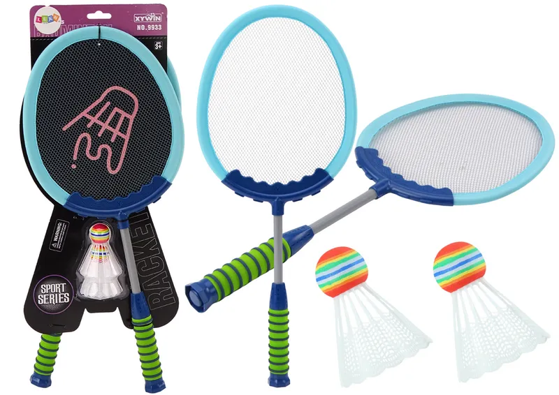 Zestaw 2 Rakietek Do Gry W Badmintona Paletki Lotki Badminton - Niebieski