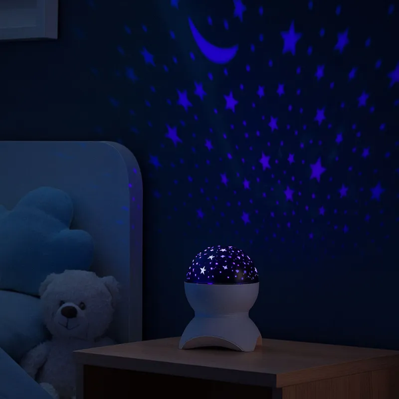 Lampka Nocna Projektor Gwiazd Głośnik 3w1 LED Bluetooth - Biała