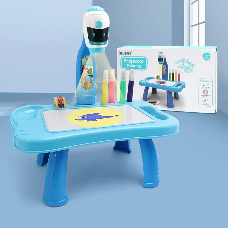 Mini Projektor Robot Stolik 2w1 Akcesoria - Niebieski