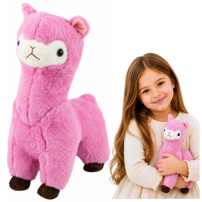 Pluszowa Alpaka Lama Maskotka Przytulanka Miękkie Futerko 28 cm - Różowa